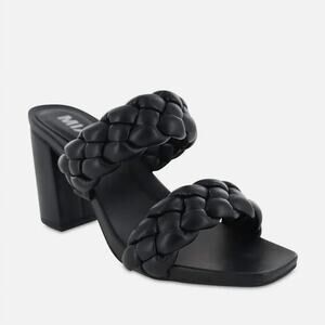 MIA MAINE BRAIDED SLIP ON BLOCK HEEL SANDALS IN BLACK NWOB WOMEN'S SIZE 8.5